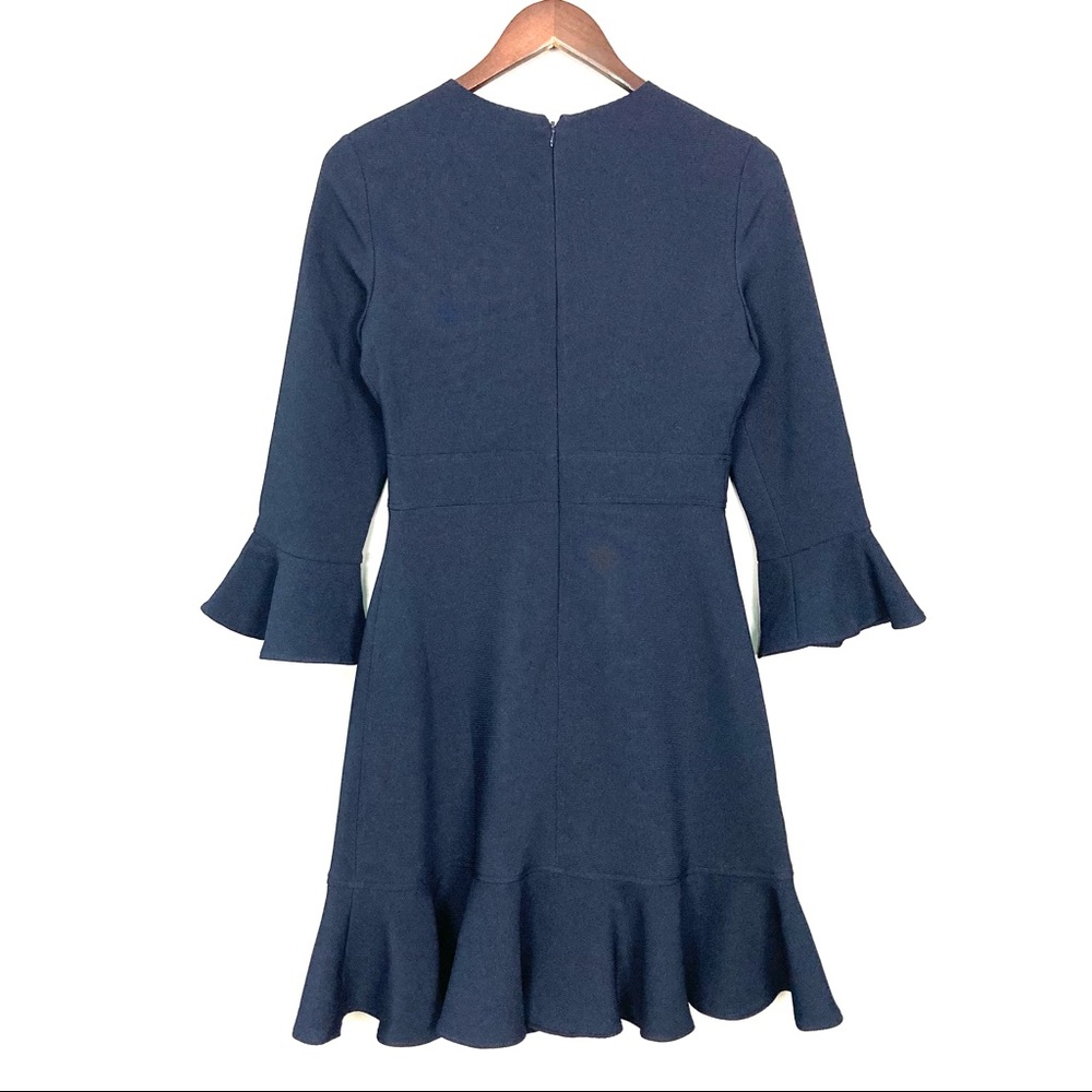 Eliza J Bell Sleeve Fit & Flare Dress Women’s Size 2 Knit Ruffled Peplum Hem - Picture 6 of 9